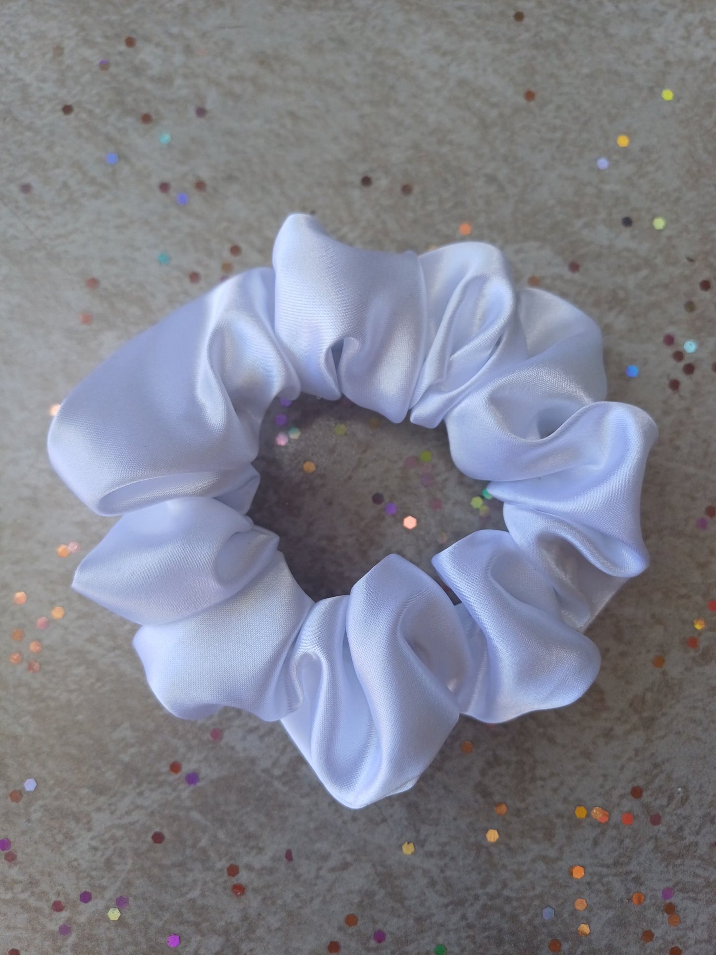 White Silk Hair Scrunchie - Beauty Blossom