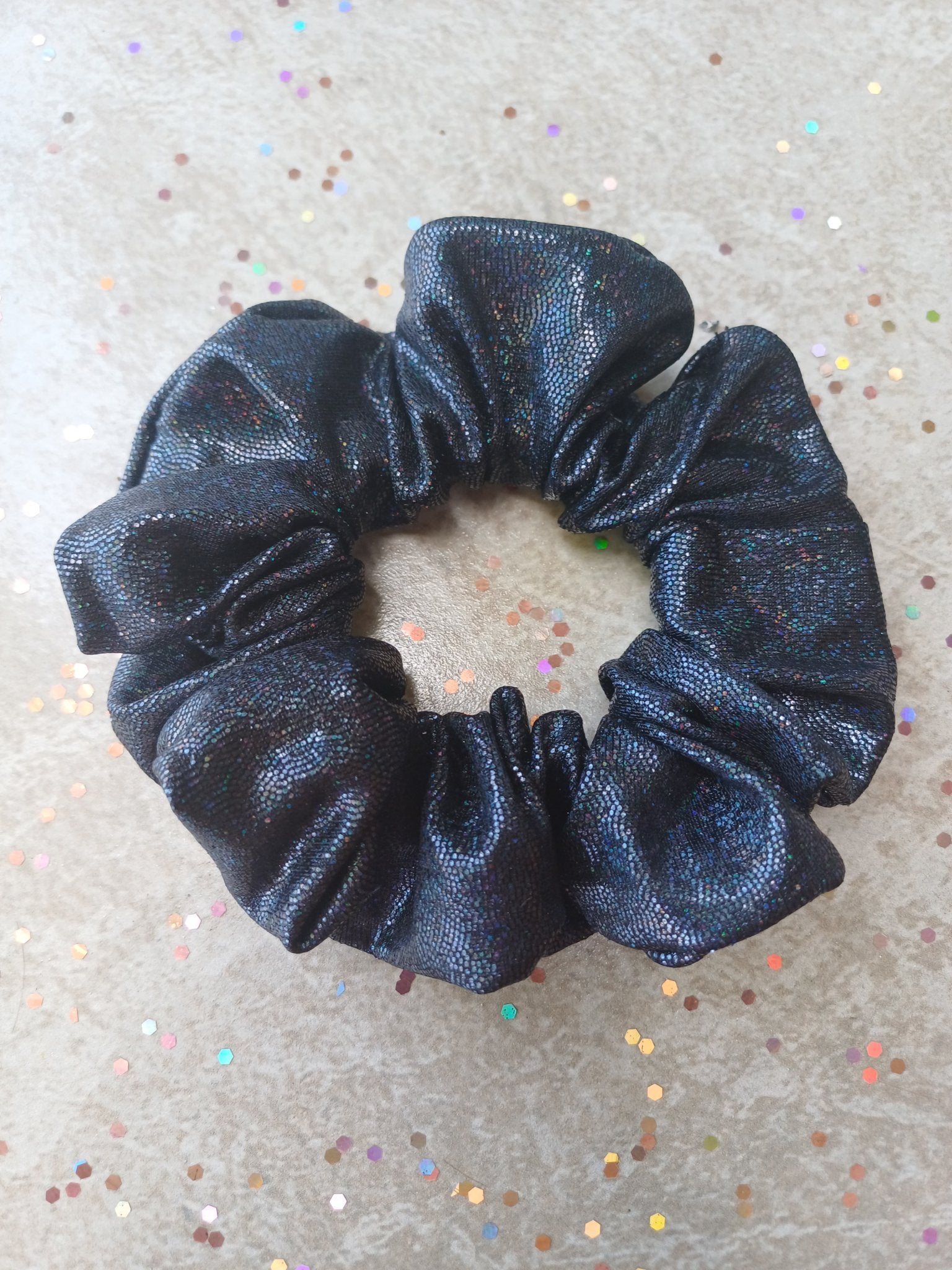 Black with Blue Glitter Scrunchie - Beauty Blossom