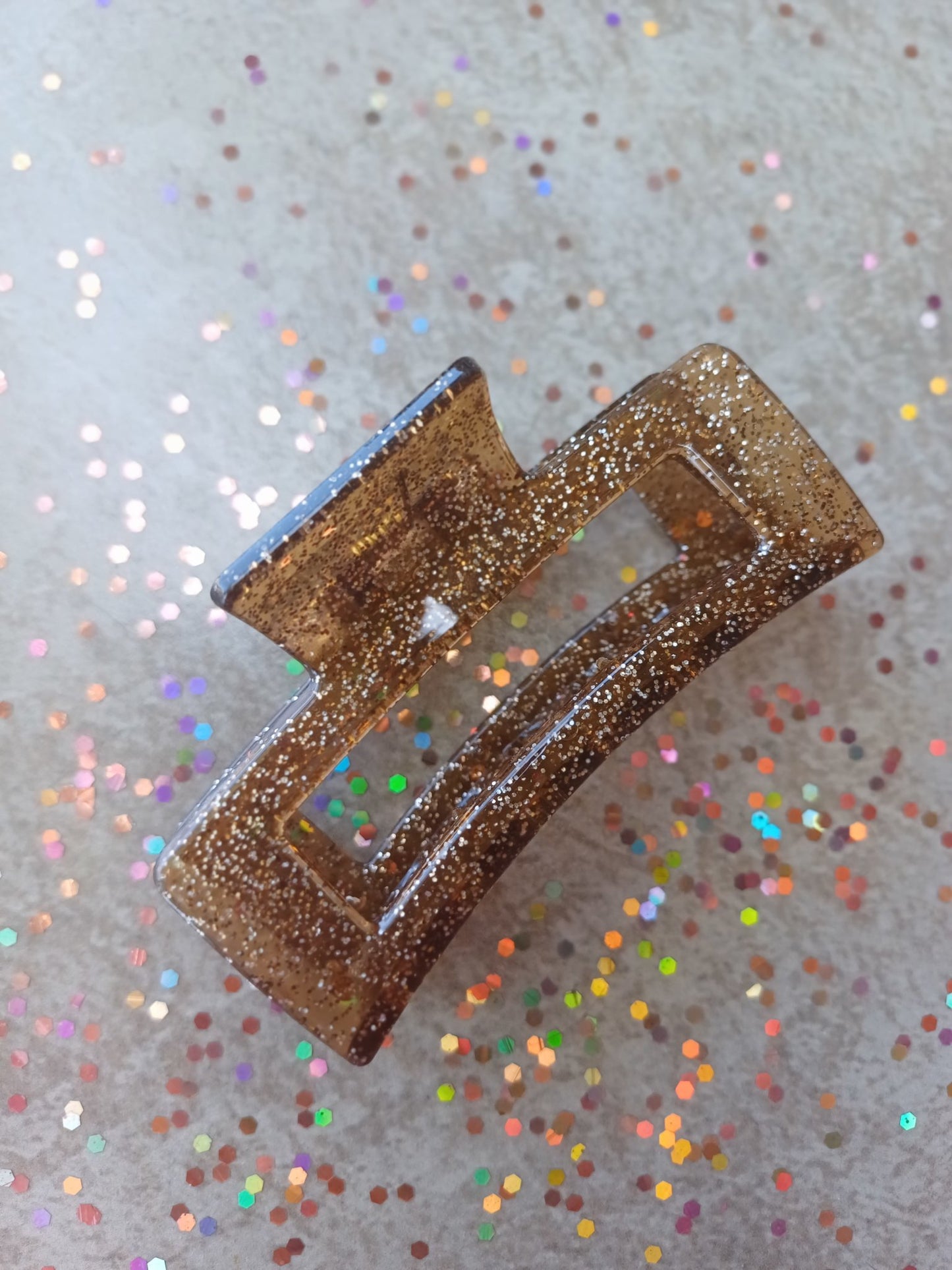 Brown Glitter Hair Claw