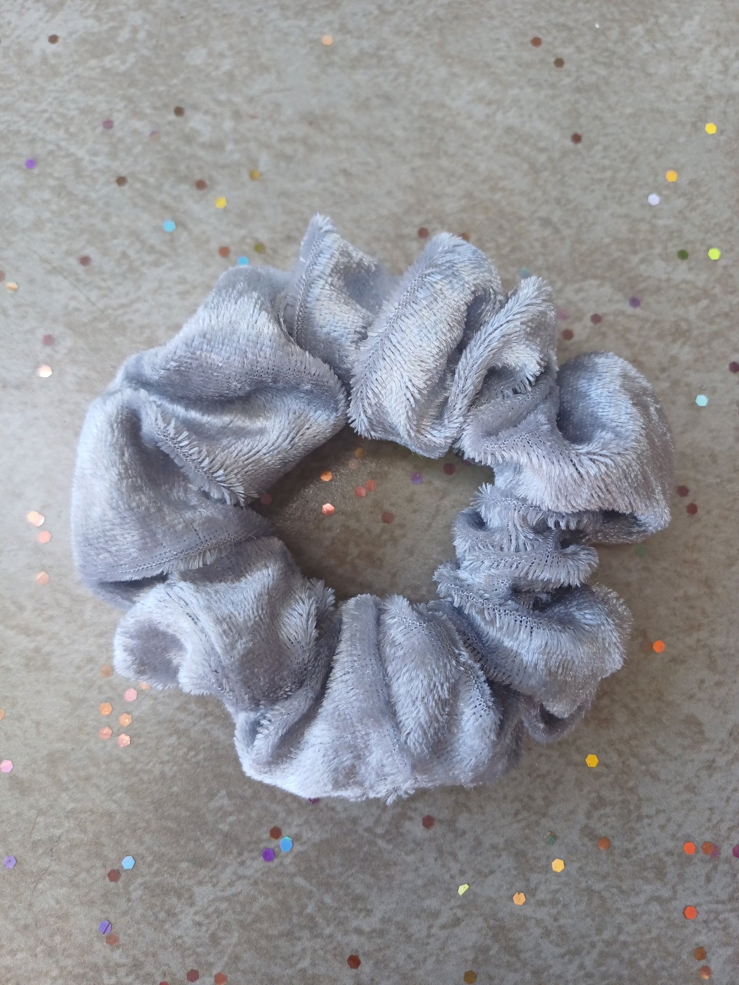 Grey Velvet Hair Scrunchie - Beauty Blossom