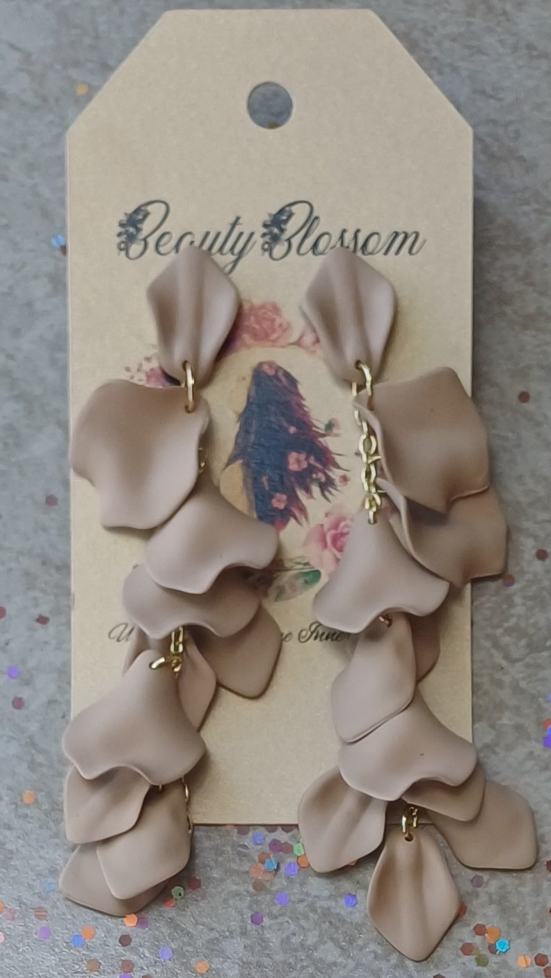 Long Rose Petal Earrings