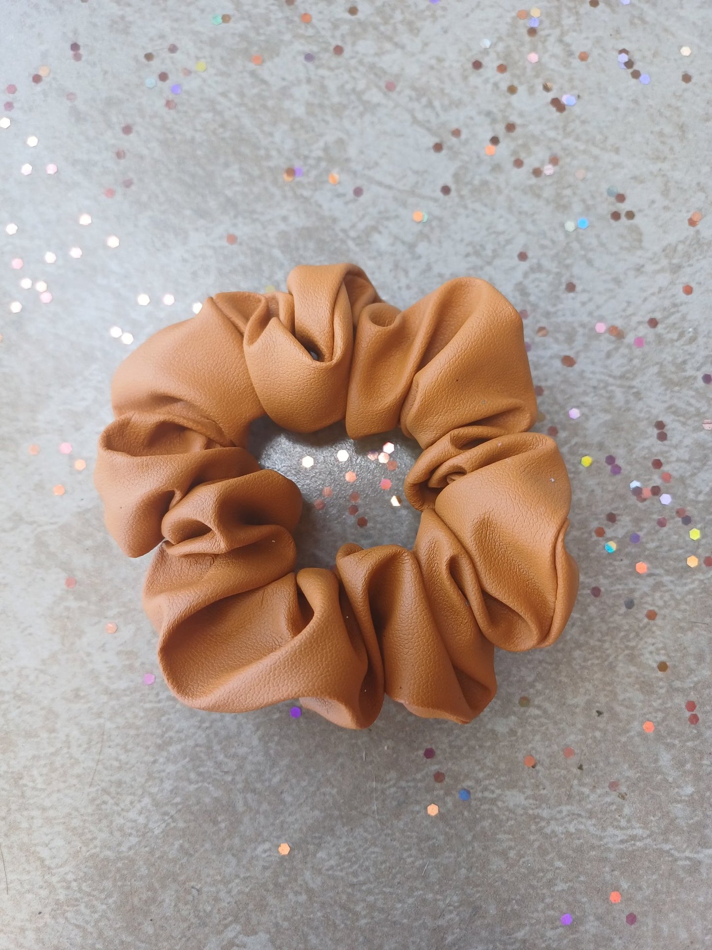 Mustard Leather Hair Scrunchie - Beauty Blossom