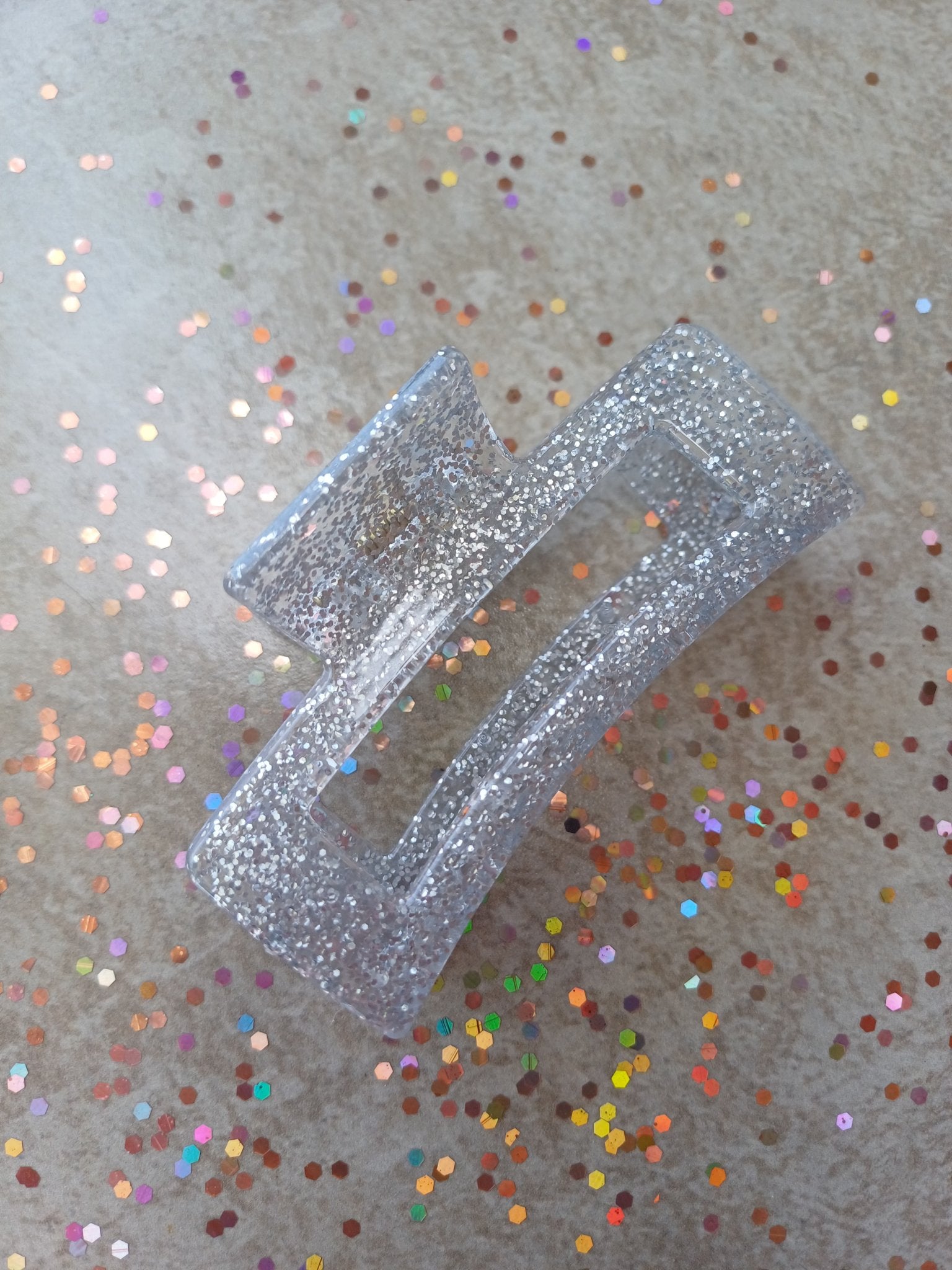 Silver Glitter Hair Claw